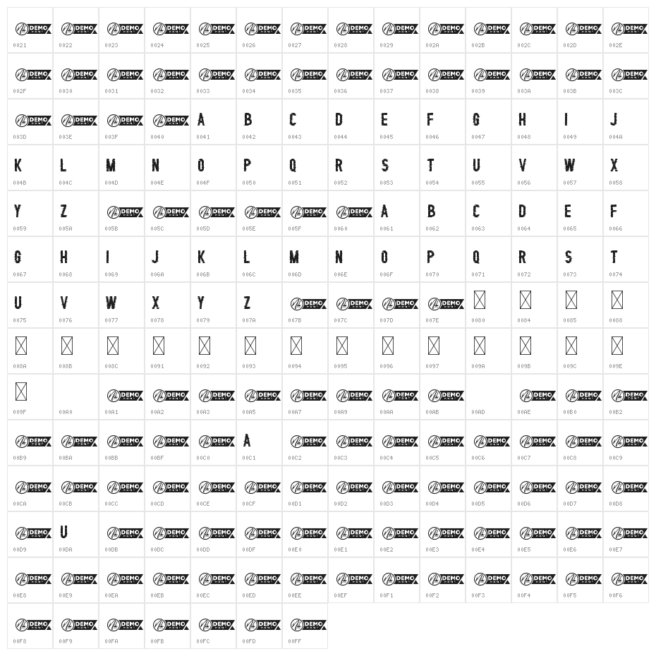 Glitching Demo Character Map