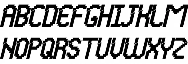 Glitchy Demo Italic 字体 大写