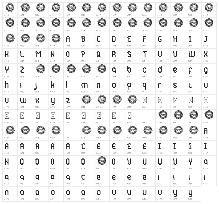 Glitchy Demo Character Map