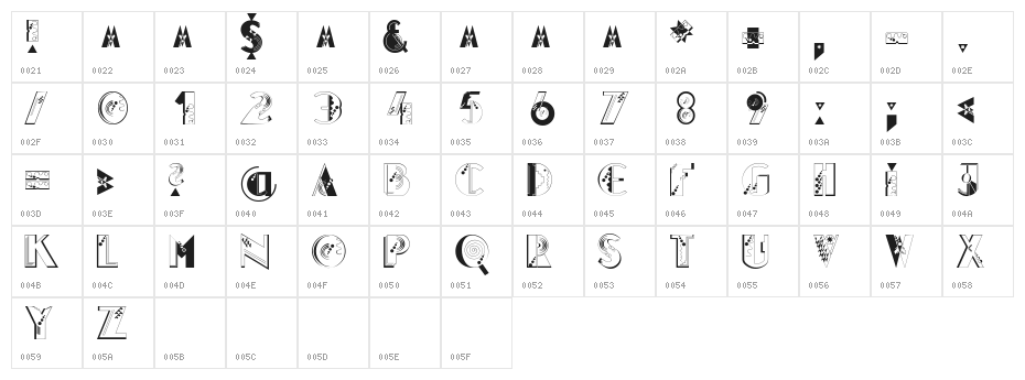 Glitter Character Map