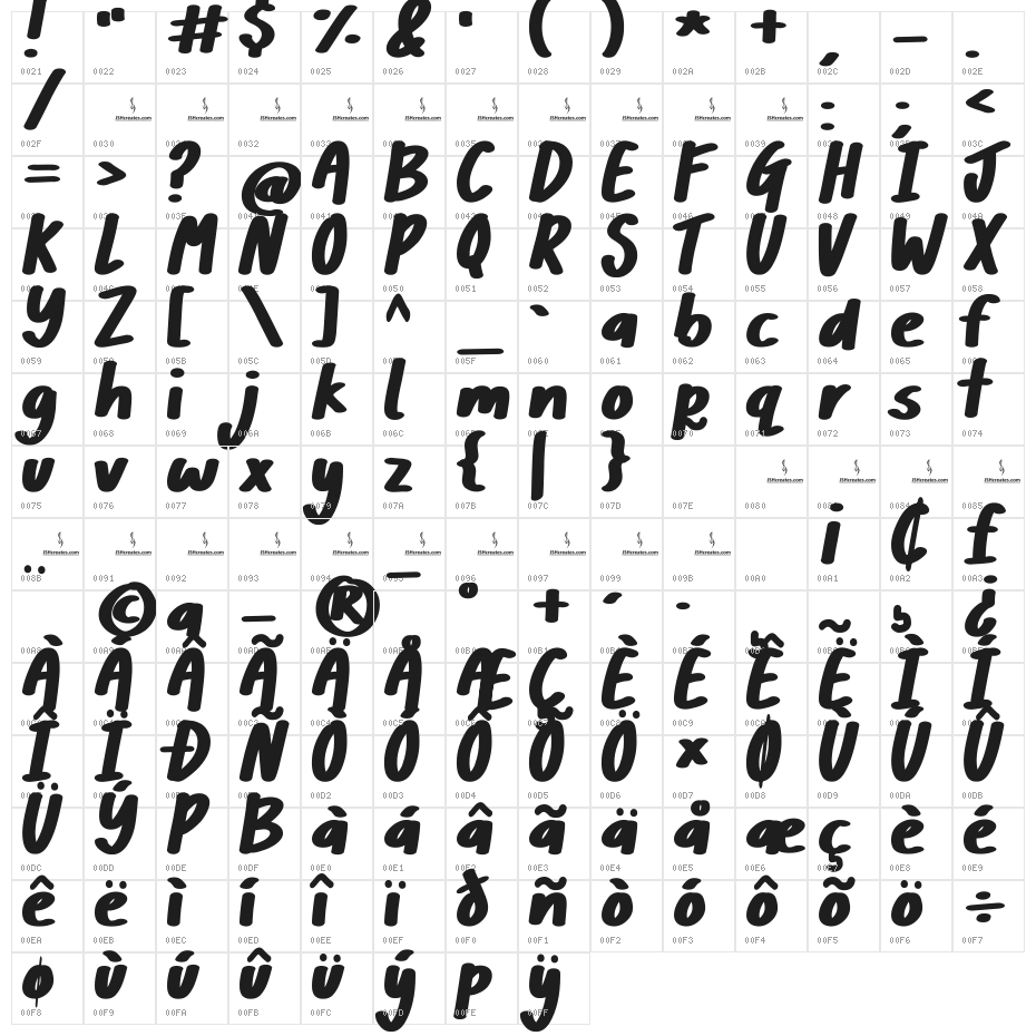 Glitzy Girl Character Map