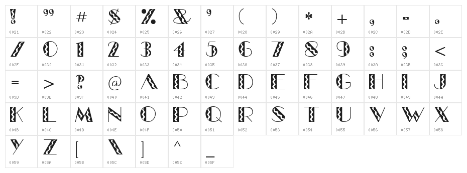 GlitzyFlash Regular Character Map