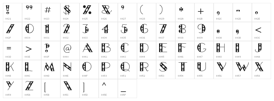 GlitzyJewel Regular Character Map