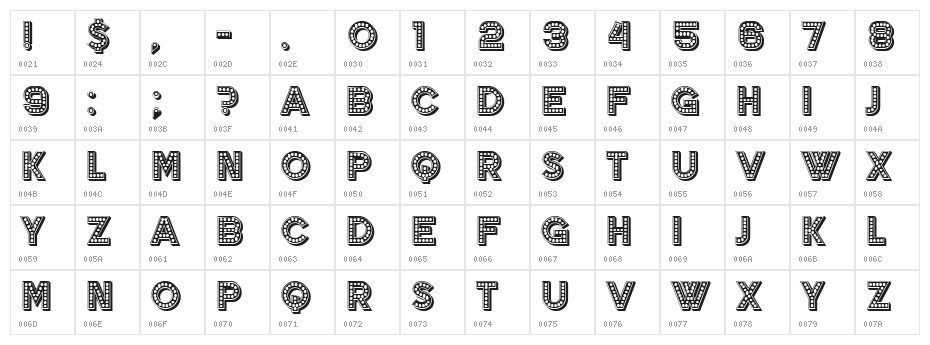 Gloom Regular Character Map