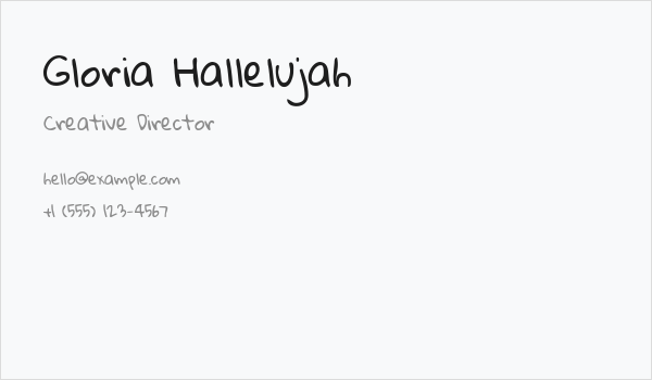 Gloria Hallelujah Business Card