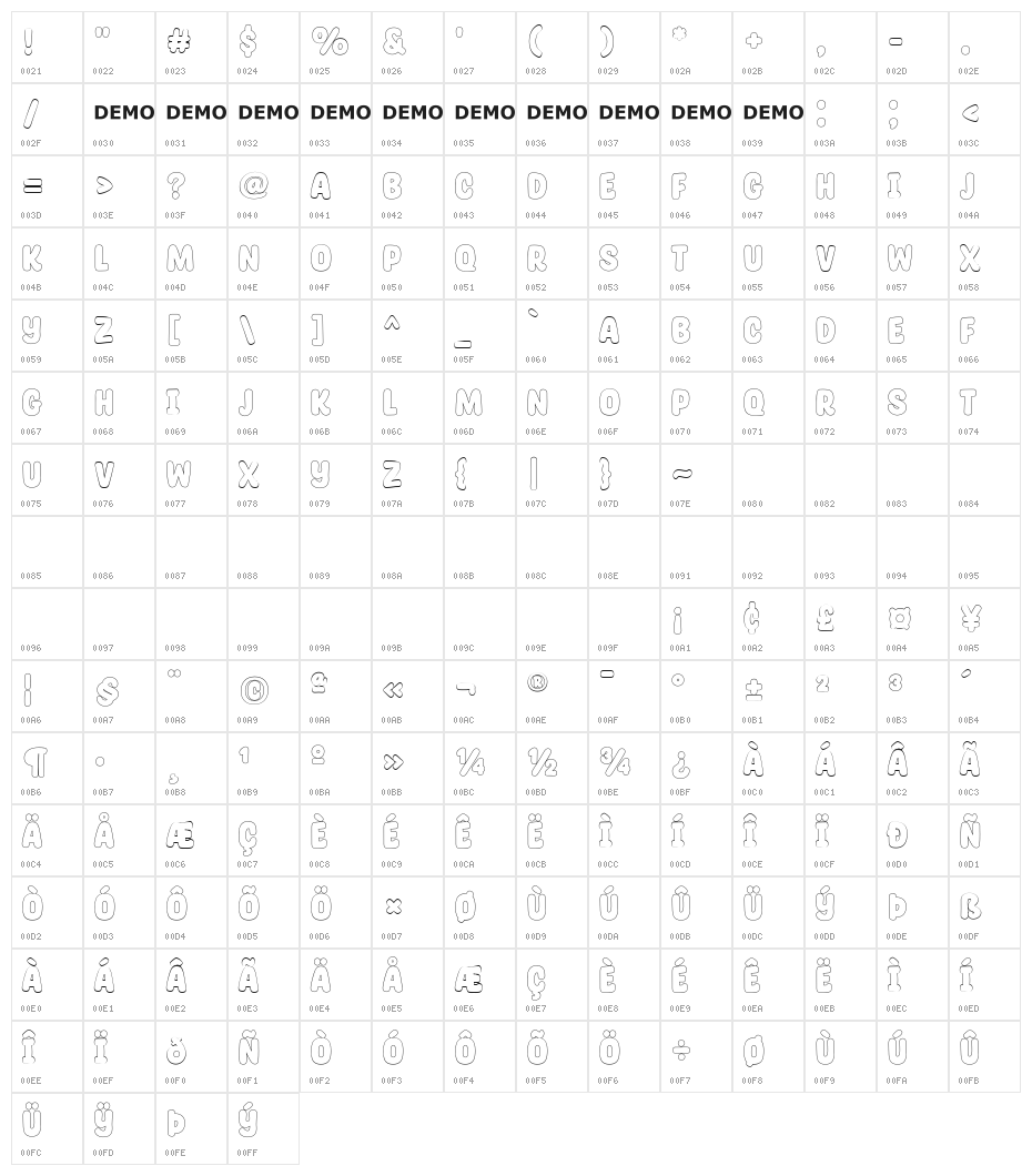 Glossy Sheen Outline Character Map