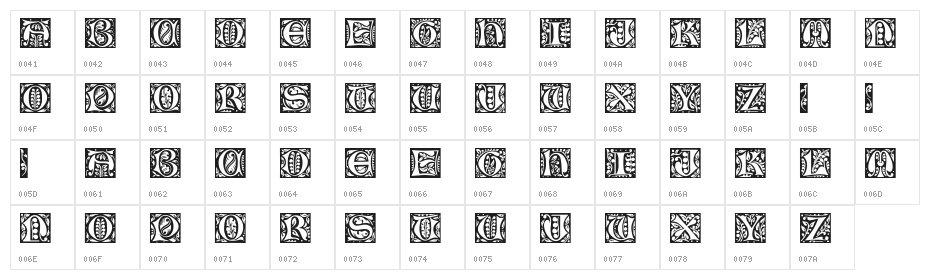 GloucesterInitialen Character Map