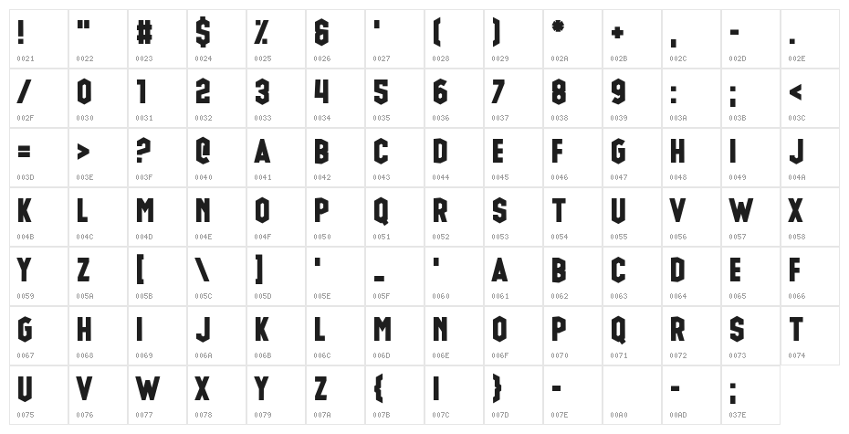 Glue Gun Character Map