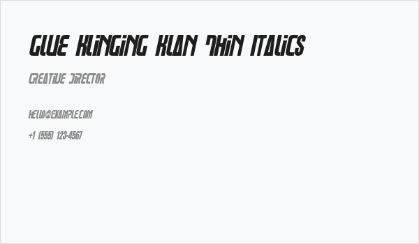 Glue Klinging Klan Thin Italics Business Card