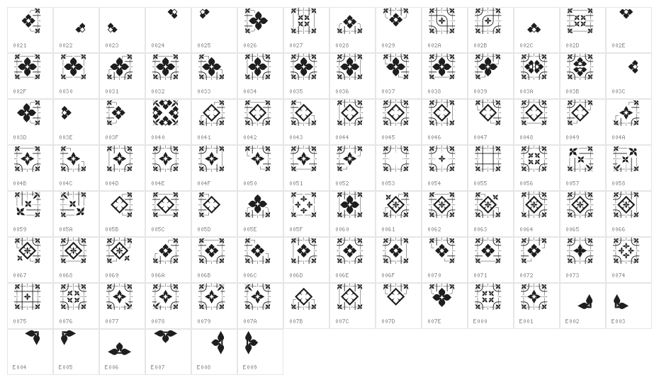 GlukFrames05 Character Map