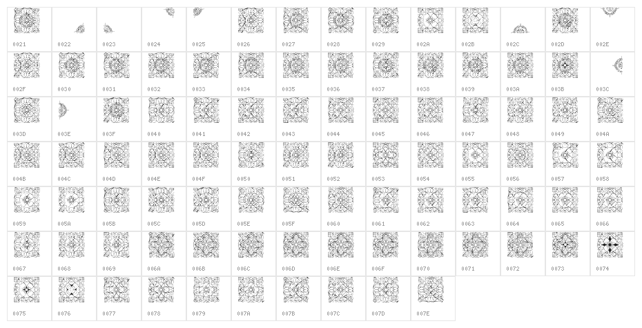 GlukFramesG1 Character Map