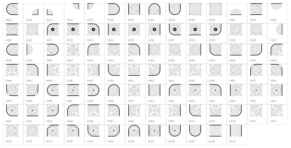 GlukFramesM7 Character Map