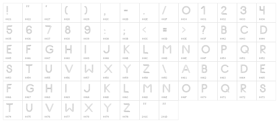 Glyph Stitch v4Regular Character Map