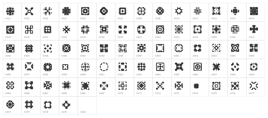 Glypha Regular Character Map