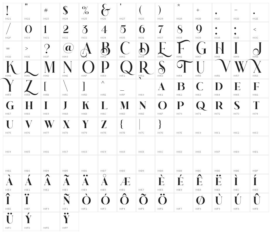 glimmeroflight-Regular Character Map