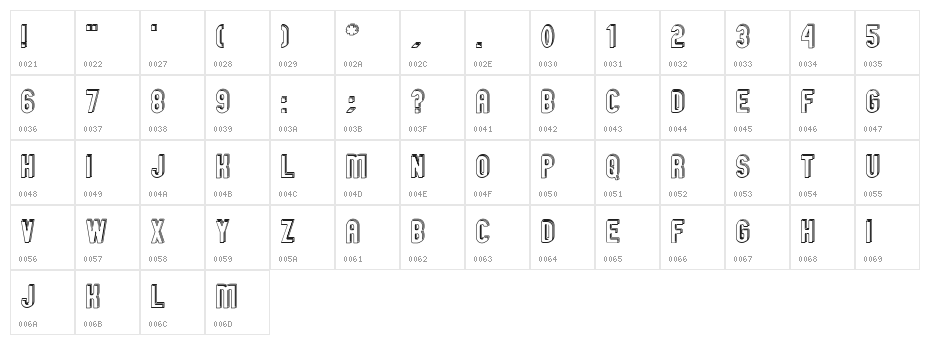 GM Exp Offset Doubleoutline Character Map