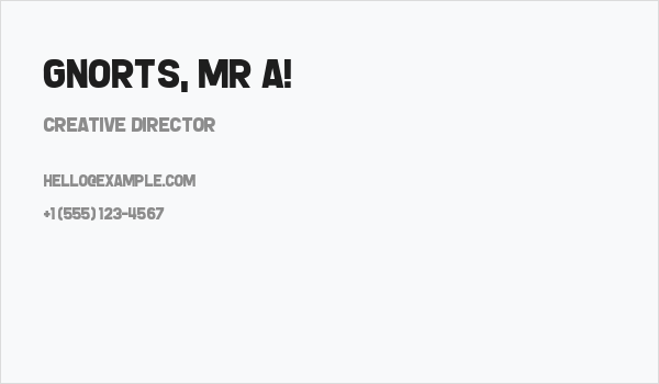 Gnorts, Mr A! Business Card