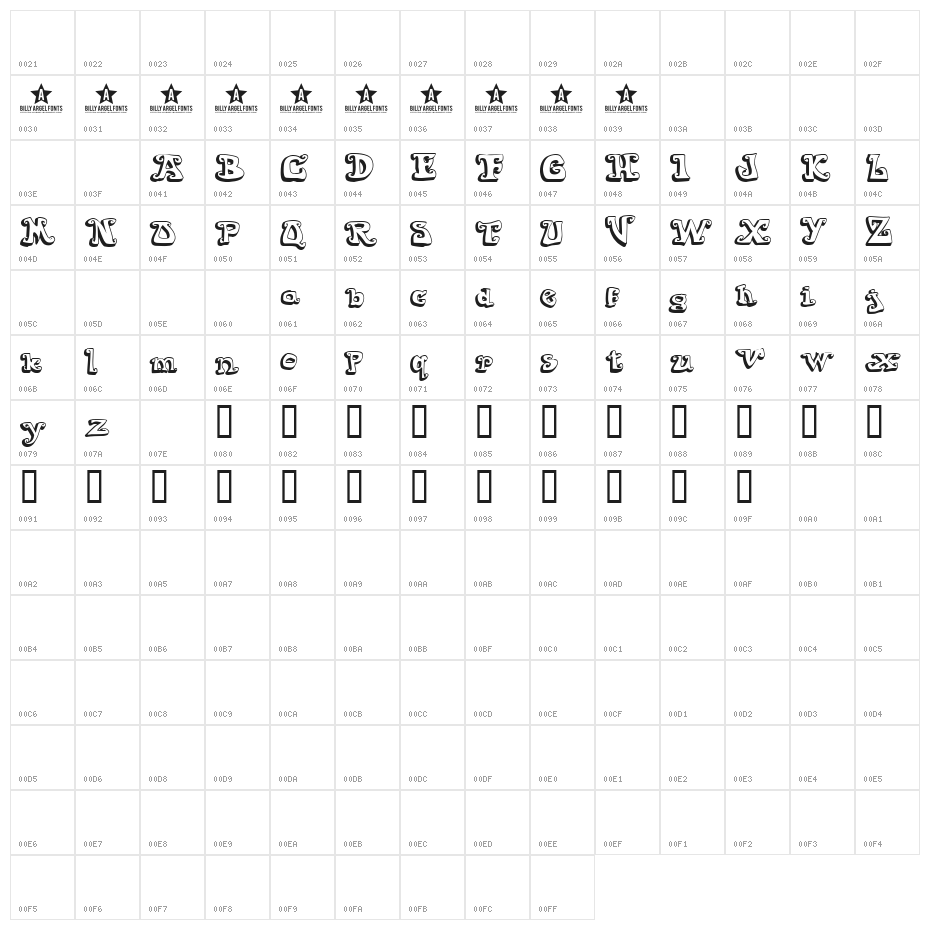 GOIABADA Character Map