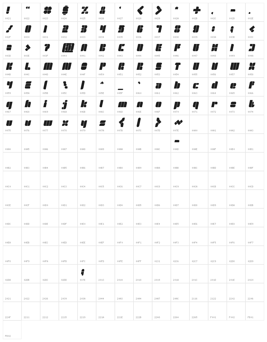 GOLDEN BAR Bold Italic Character Map