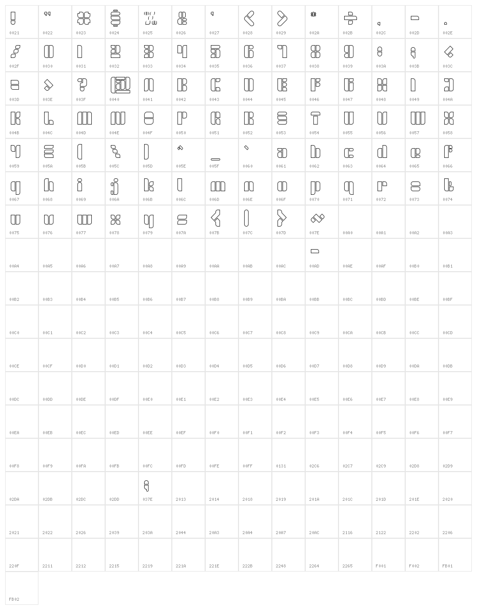 GOLDEN BAR-Hollow Character Map