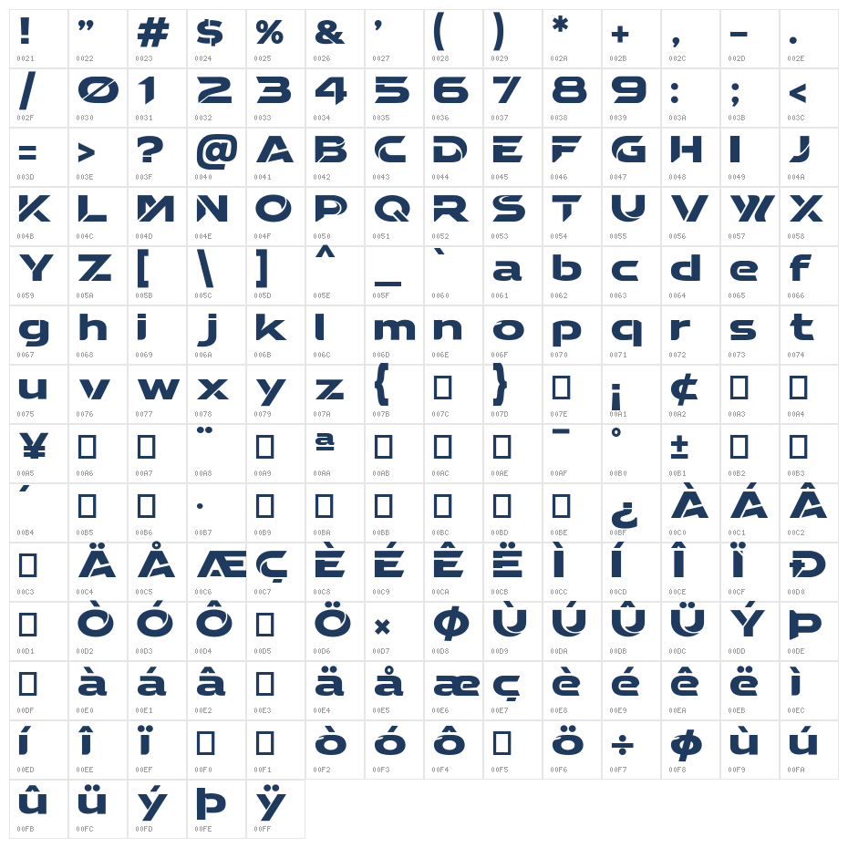 GOLDMODE Bold Character Map