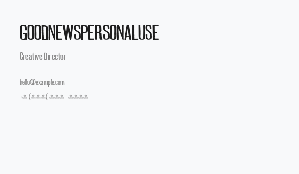 GOODNEWSPERSONALUSE Business Card