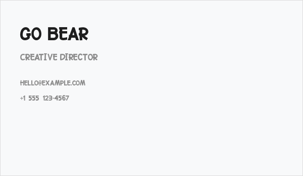 Go Bear Business Card