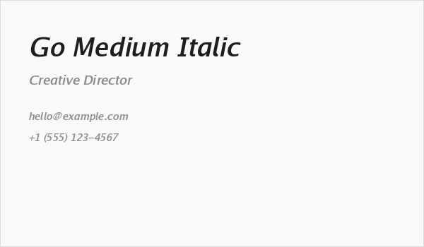 Go Medium Italic Business Card
