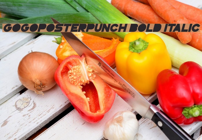 GoGoPosterPunch Bold Italic Font examples