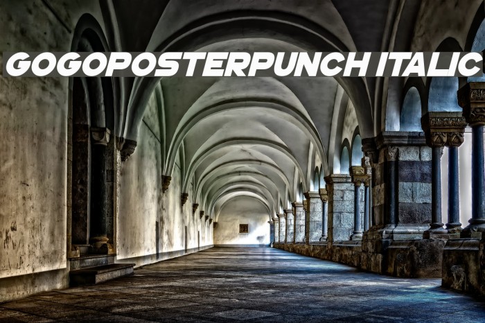 GoGoPosterPunch Italic Font examples