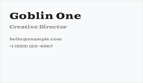 Goblin One Business Card