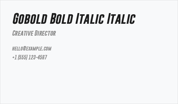 Gobold Bold Italic Italic Business Card