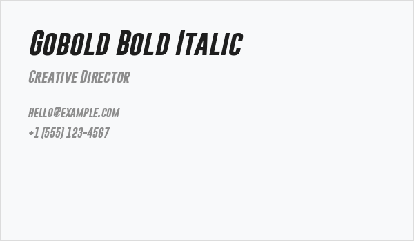 Gobold Bold Italic Business Card