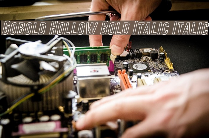 Gobold Hollow Bold Italic Italic Font examples