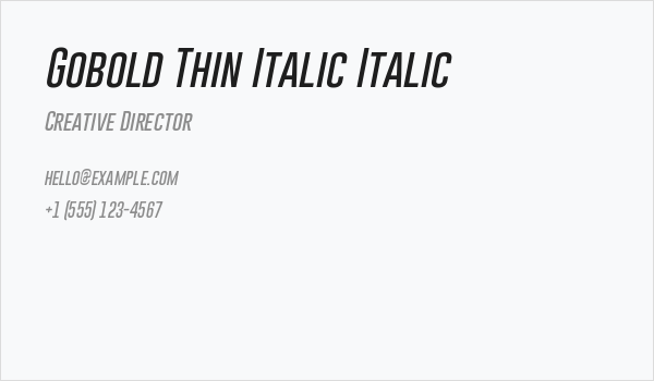 Gobold Thin Italic Italic Business Card