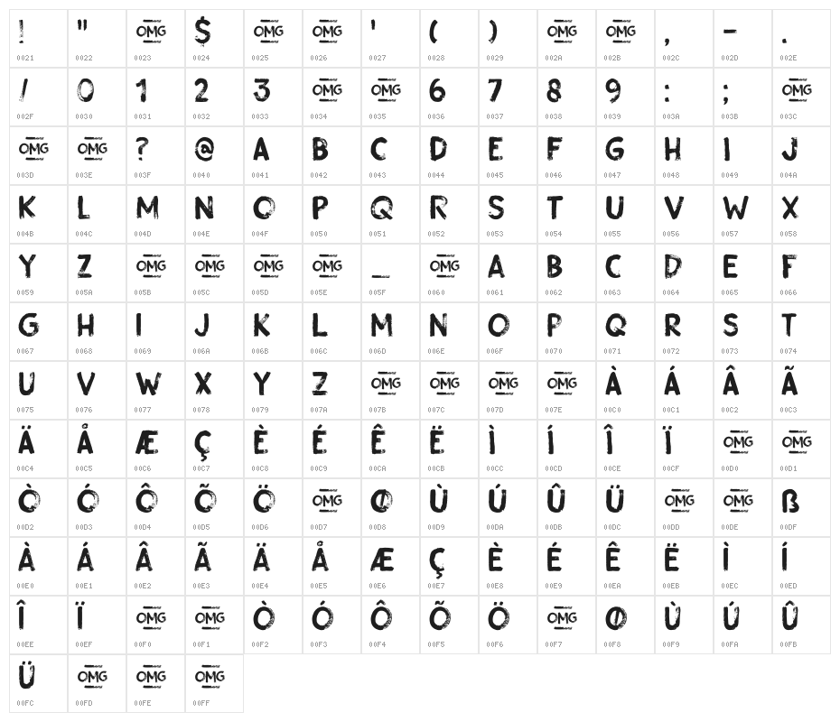 Gobsmacked DEMO Regular Character Map