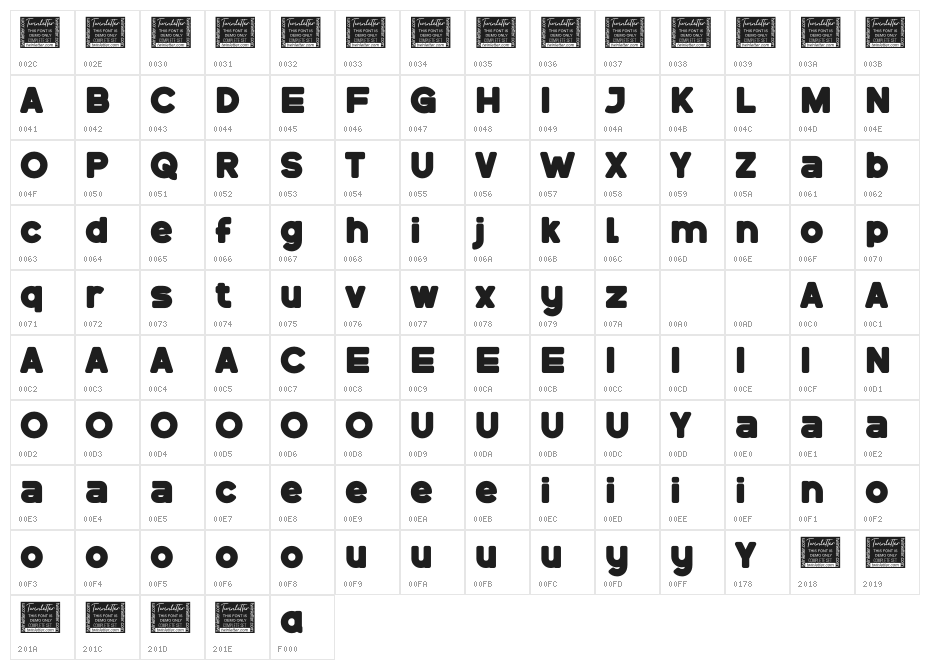 Goda Black Personal Use Character Map