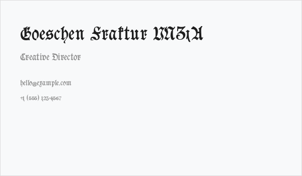Goeschen Fraktur UNZ1A Business Card