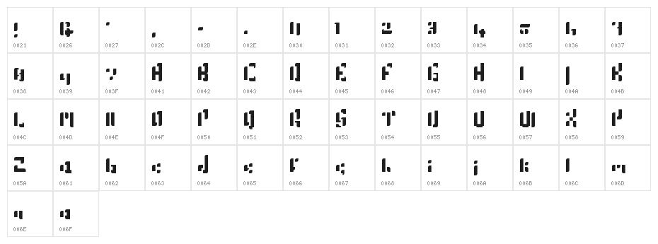 Gold Regular Character Map