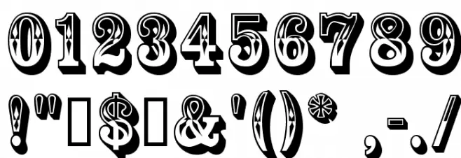 GoldRush Font Alte caractere