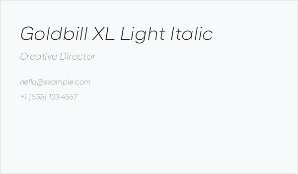 Goldbill XL Light Italic Business Card