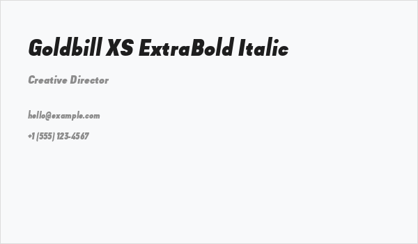 Goldbill XS ExtraBold Italic Business Card