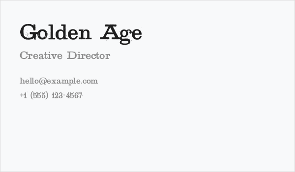 Golden Age Business Card