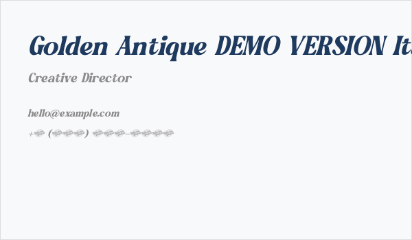 Golden Antique DEMO VERSION Italic Business Card