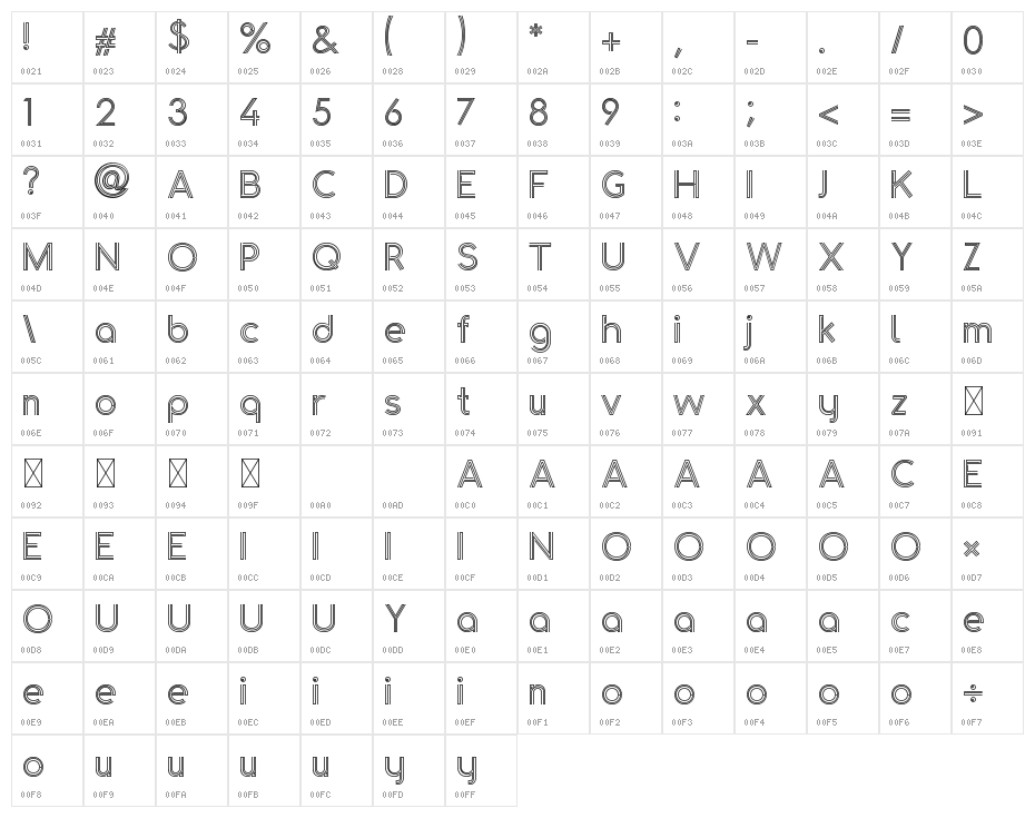 Golden Arrow Character Map