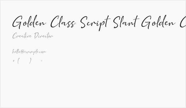 Golden Class Script Slant Golden Class Business Card