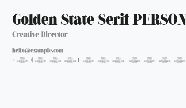 Golden State Serif PERSONAL Black Business Card