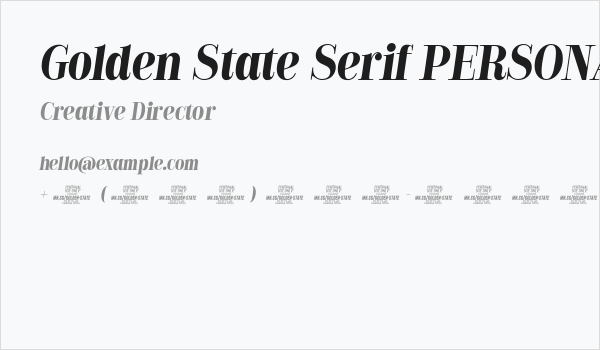 Golden State Serif PERSONAL Bold Italic Business Card