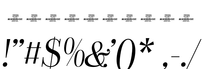Golden State Serif PERSONAL Light Italic Font OTHER CHARS
