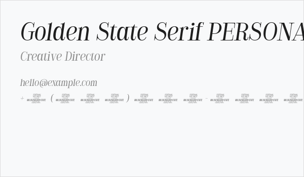 Golden State Serif PERSONAL Light Italic Business Card